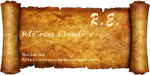 Rónay Elemér névjegykártya
